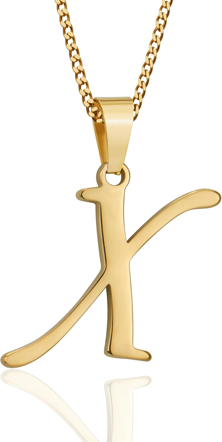 Suweibuke Initial Necklace for Men Women Boys Girls, 18K Gold Plated 26 Letters Pendant Necklace, Personalized Jewelry Gifts - Image 1